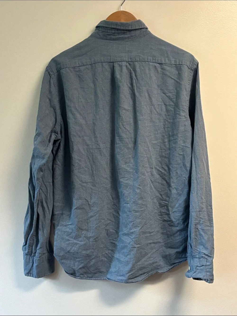J. Crew Faded Blue Button-Down sz L slim fit cotton linen blend Shirt EUC